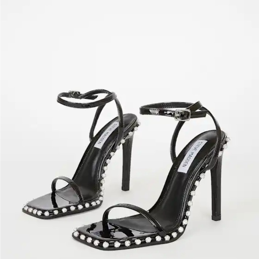 Steve Madden Black Multi Rhinestone High Heel Sandals